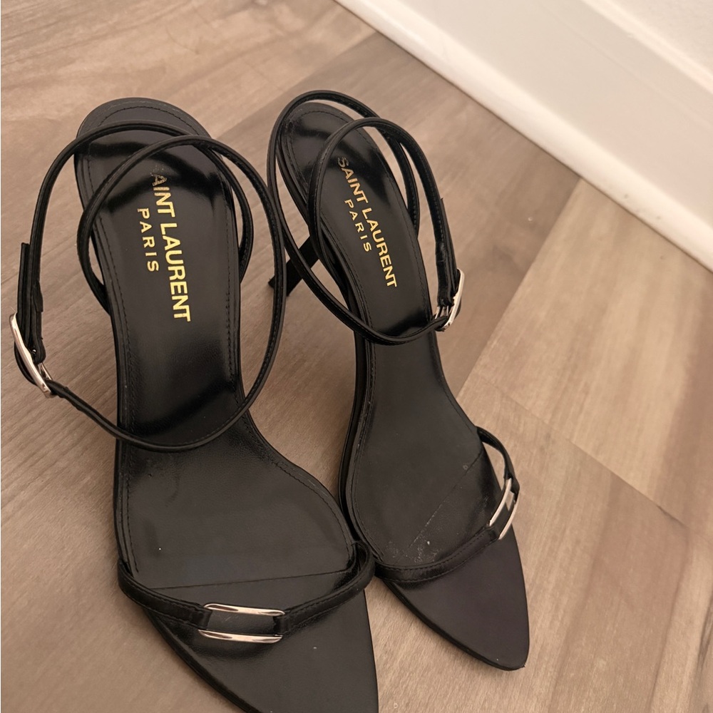 Saint Laurent Black Ankle Strap Heels